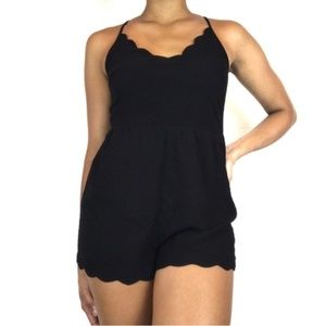 Lush - Spaghetti Strap Black Mini Romper